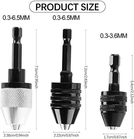 1/4 Inch Hex Shank Keyless Drill Chuck Quick Change Adapter Electric Tool Accessories 0.3-6.5mm