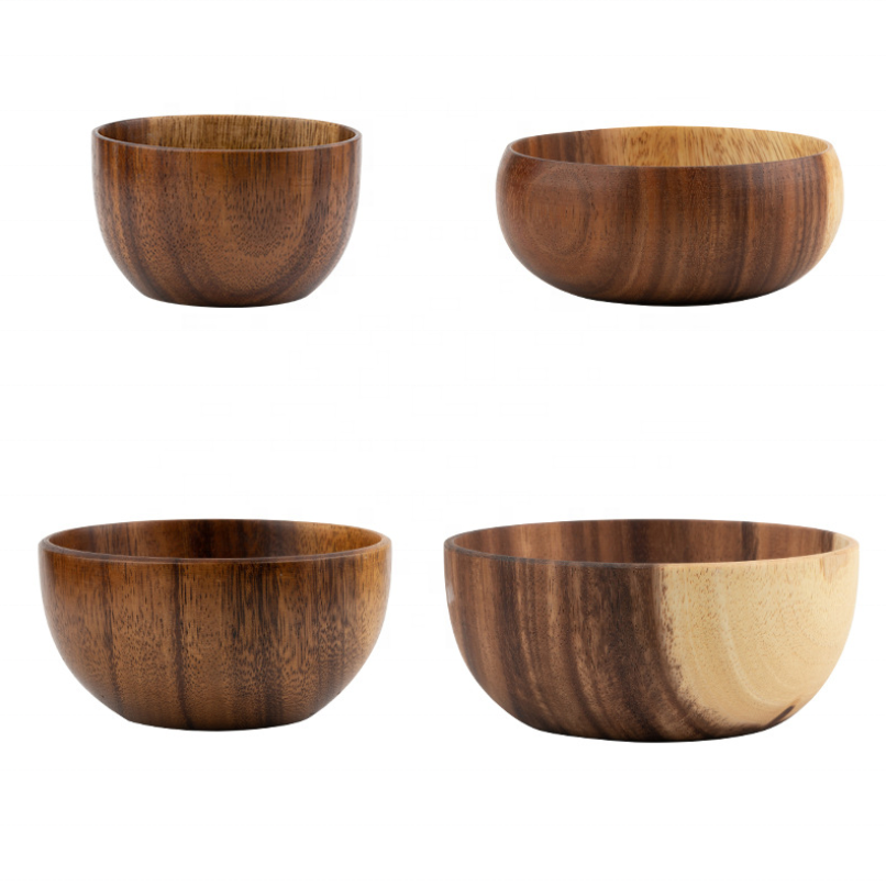 Acacia Wood Kitchen Bowl Cutlery Basin Fruit Bowl Salad Bowl