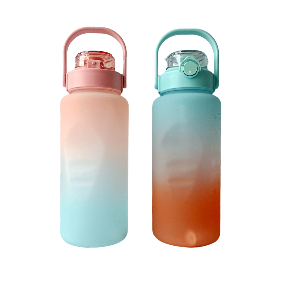 BPA free Water Bottles Gym and Outdoor Sports Bottle Motivation Water Bottle With Time Marker Straw
