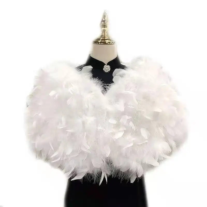 Warm custom elegant banquet ladies winter shawls shoulder cape ostrich feather fur shawls for women