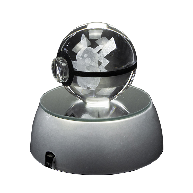 wholesale New Pokemon Design Pikachu custom Crystal Pokemon ball With LED Base