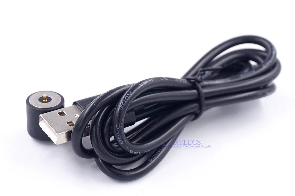 Магнитный зарядный кабель USB мужской разъем для магнит пружинный контакт Пружинные контакты SMT/SMD 2 Pin длиной 1 м 2 A токовый Номинальная угловой адаптер для зарядного устройства