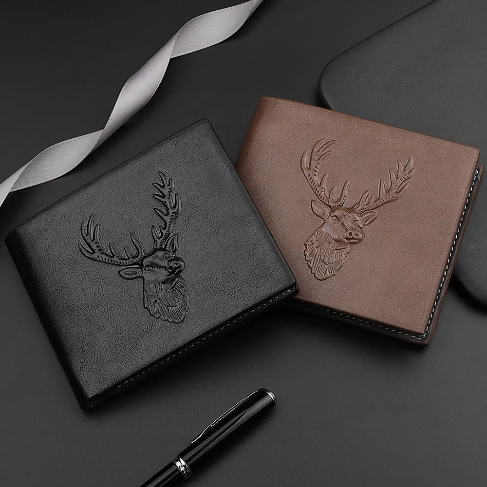 Best-selling men's wallet Animal embossed PU leather deer image wallet