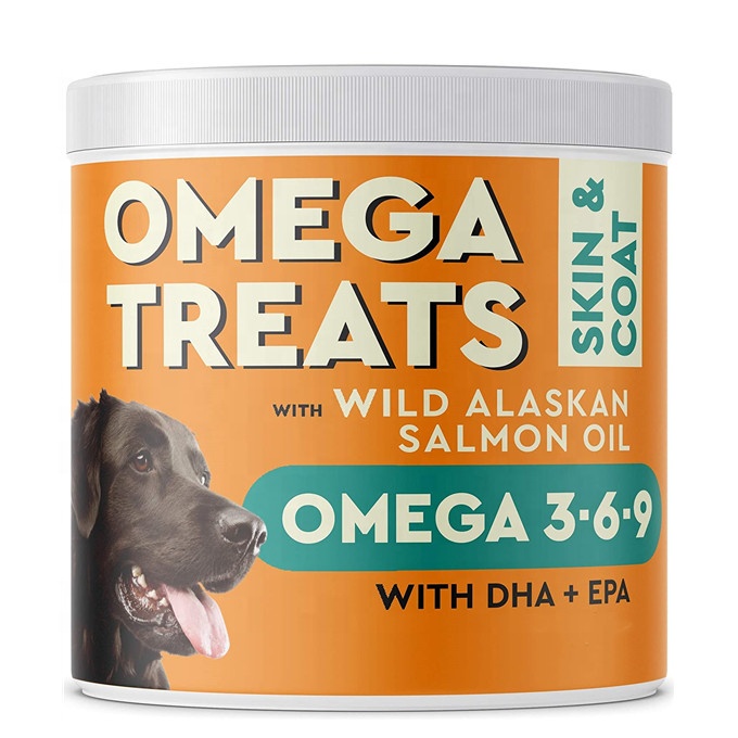 Private Label Fish Oil Omega 3 Treats for Dogs Skin and Coat Supplement for Allergy Relief and Itch Relief 90 Chews