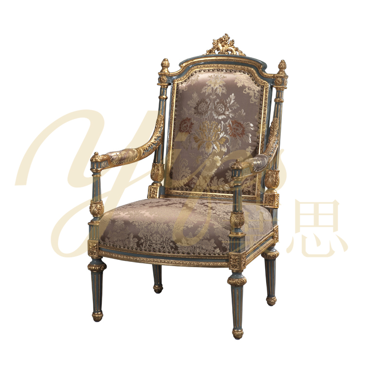 Yips LD-1604-1392 европейская серия, солидная резьба по дереву, ручная роспись, цветочный узор, классический одноместный диван для гостиной