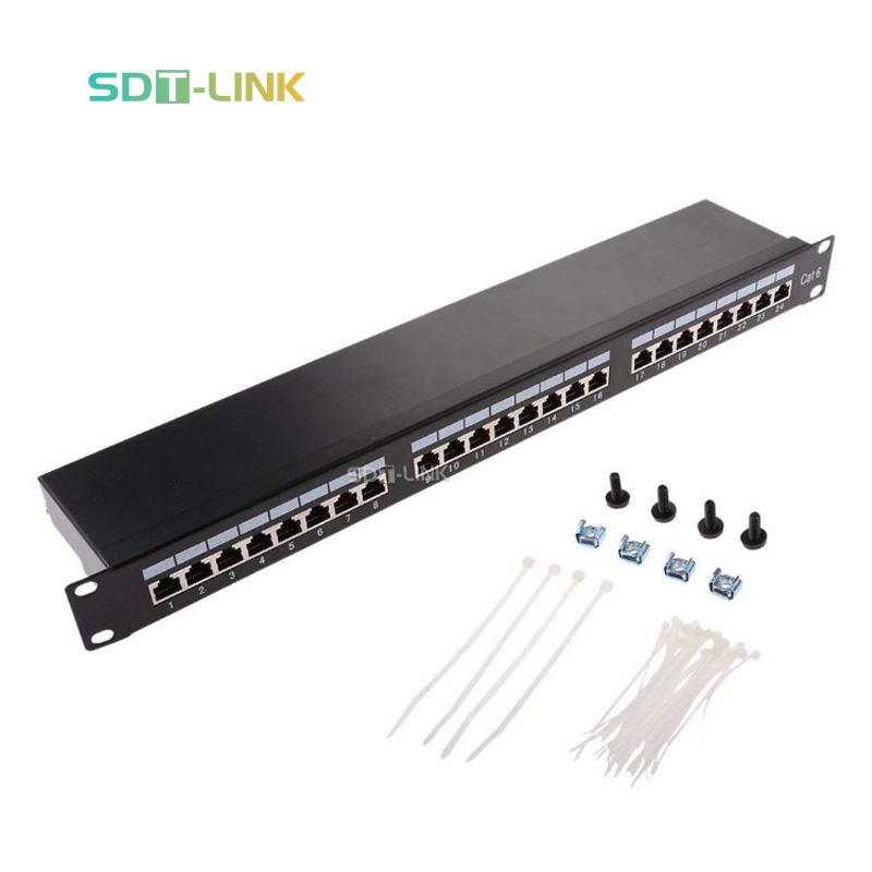 RJ45 FTP экранированный кабель кабельной сети 19 дюймов 1U 24 порта cat6 патч-панель СТП FTP Cat6 rj45 патч-панель