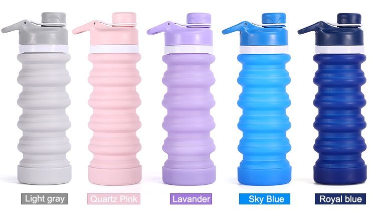 2021 Hot Most Popular Free Sample customized expandable silicone foldable collapsible water sport bottle