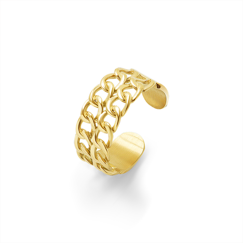 2021 Hot Selling Jewelry 18k Gold Plated titaium steel double opening splicing chain ring