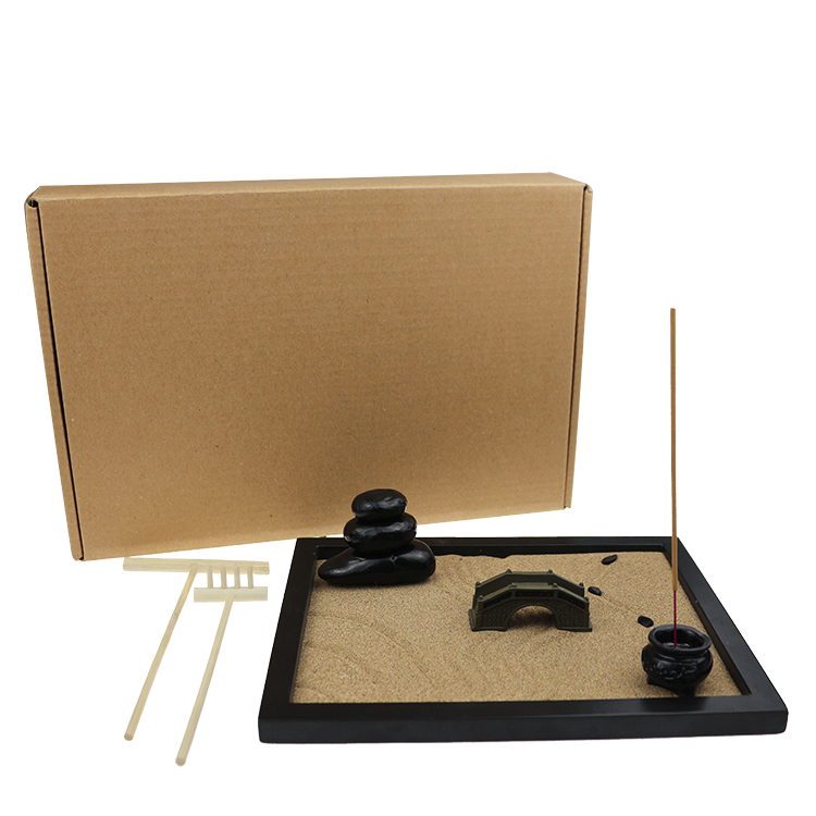 MDF Zen Garden Manufacturer Wholesale Japanese Feng Shui Mini Indoor Zen Garden Miniature For Office Desktop Decor