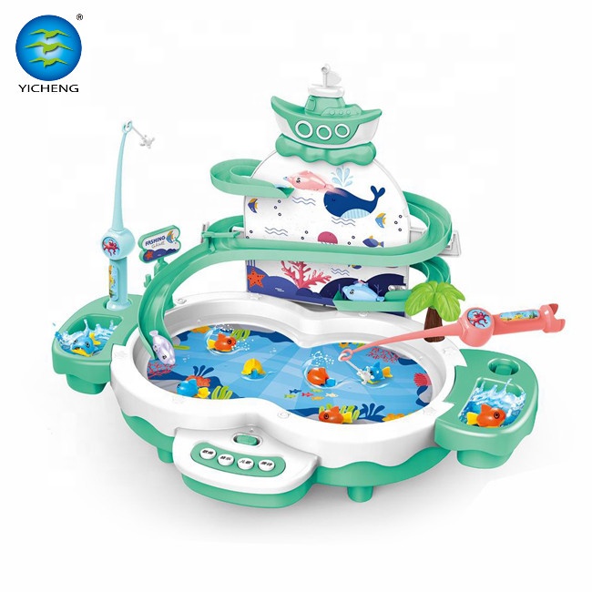 2021 Cute Electric 3 In 1 Fishing Toy Kids Magnetic Fishing Game Toy Magnet Fishing Toys With Songs And Music