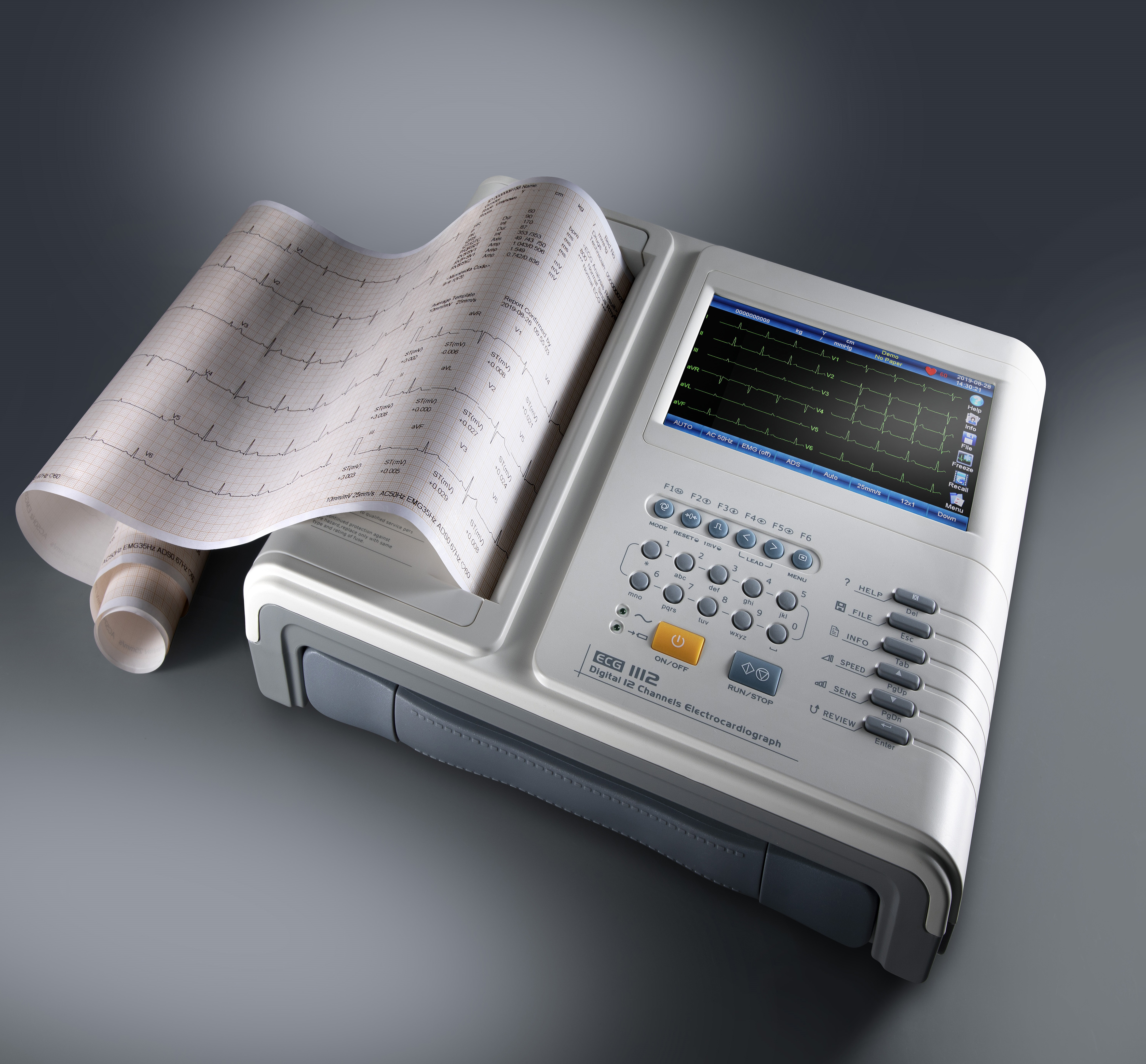 Lepu 7 дюймов ECG-1112M Цифровой Электрокардиограф ЭКГ 12 стандартный канал/провода