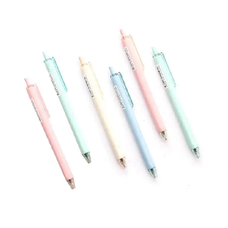 Graphic Customization Wheat Straw Black Pen Environmental Protection Pure Color Students Press The Water 0.5mm