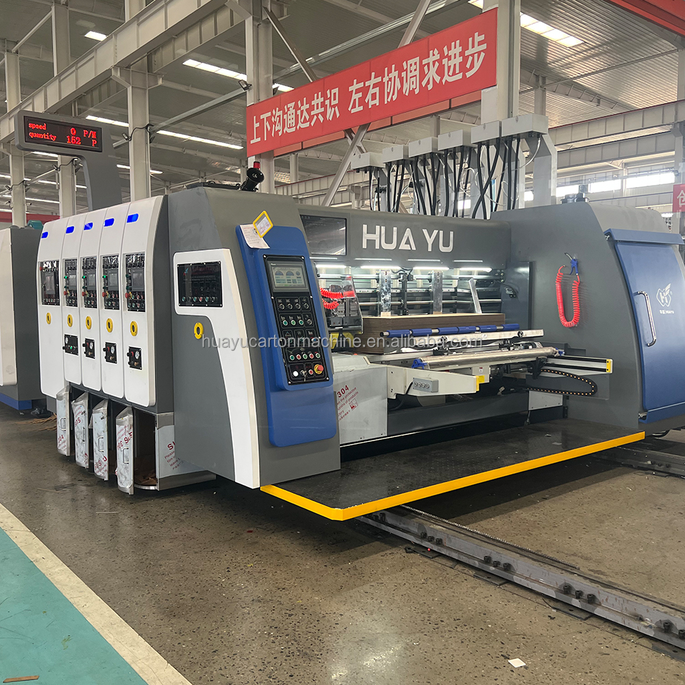 HS-B Factory price 4 colour carton printing slotting die cutting machine paper pizza box wrapping machine
