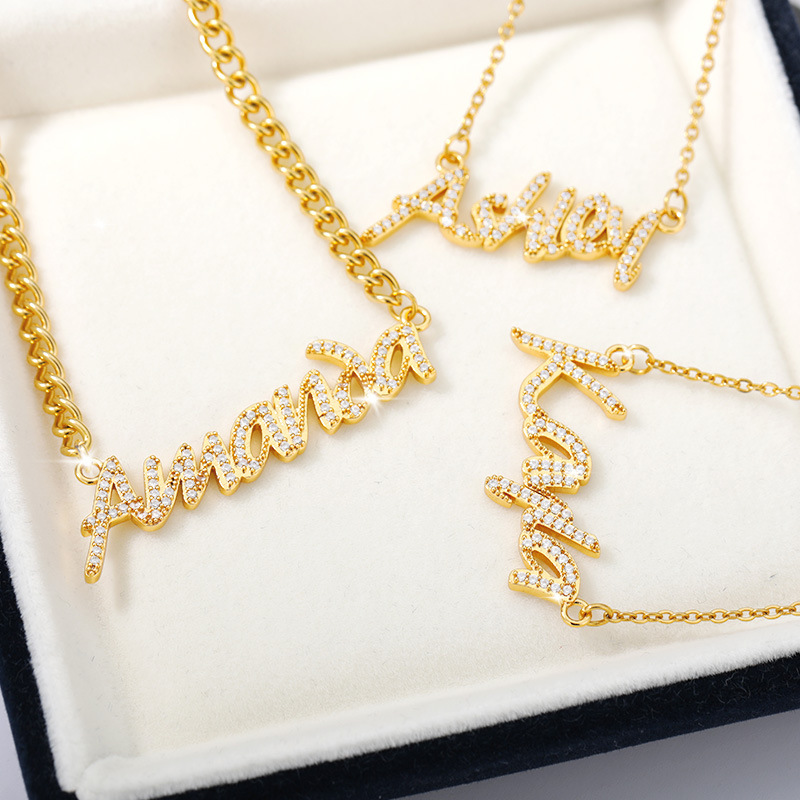 Пользовательское имя ожерелье кольцо 18k, позолоченное ожерелье ювелирные изделия Zircon