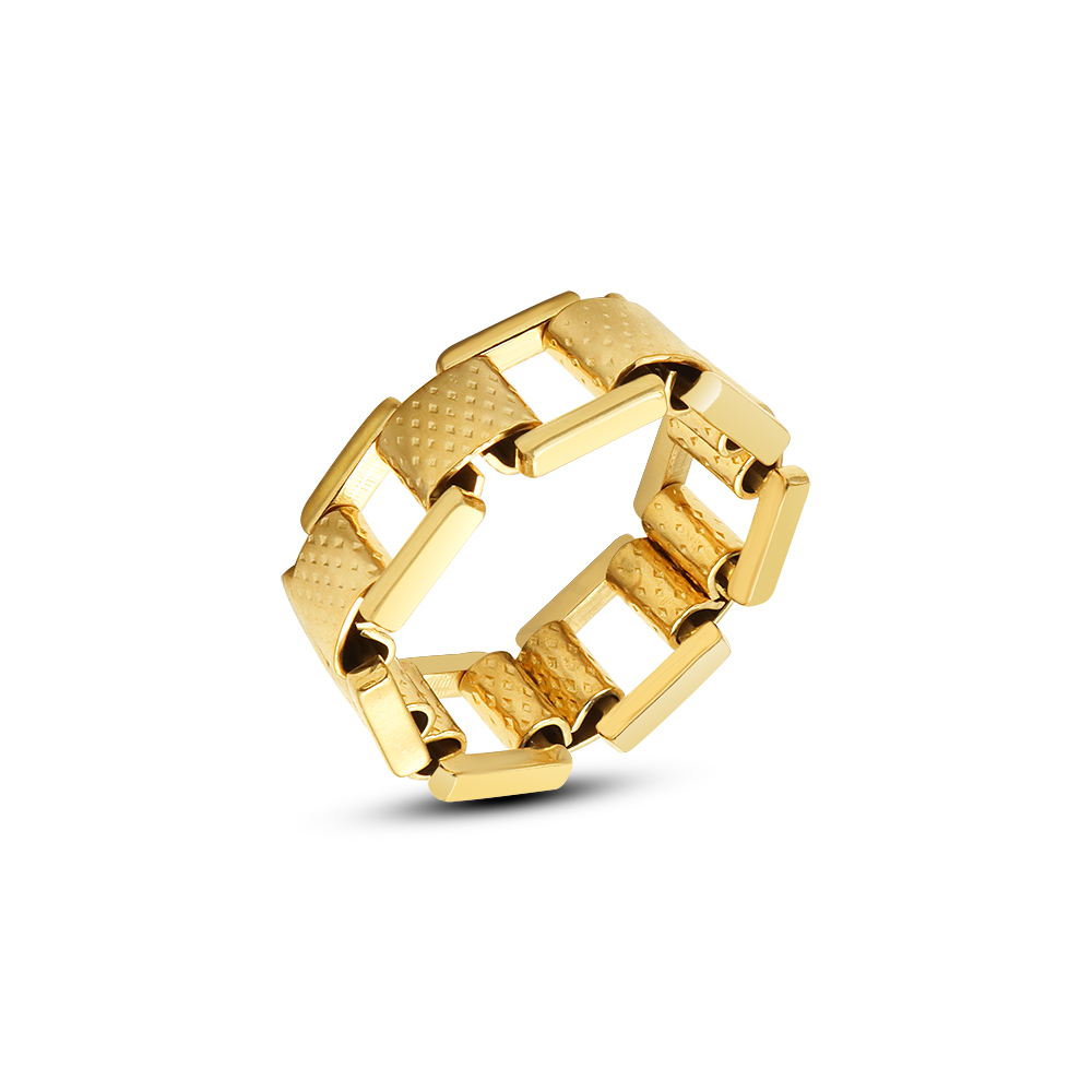Exaggerated Strap Chain Titanium Steel 18K Gold Ring