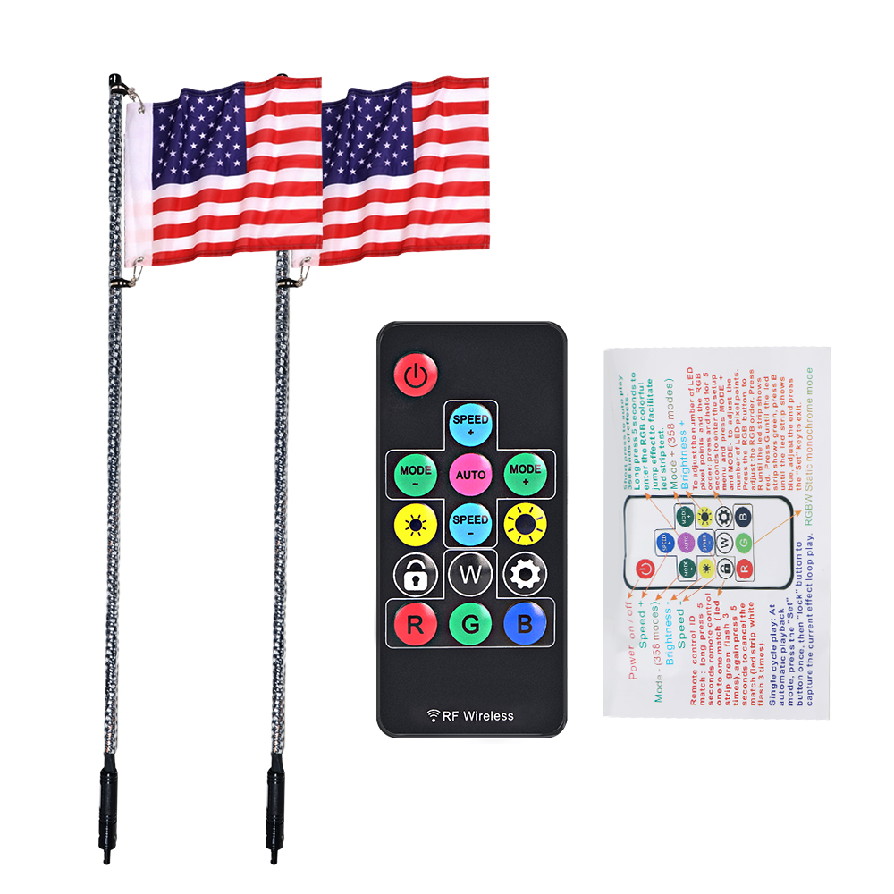 RGB Remote Control Led Whips Super Bright Spiral 4ft Whip Lamp 360 Degree Spiral Led Whip Lights For Utv Off- Road Vehicle Atv