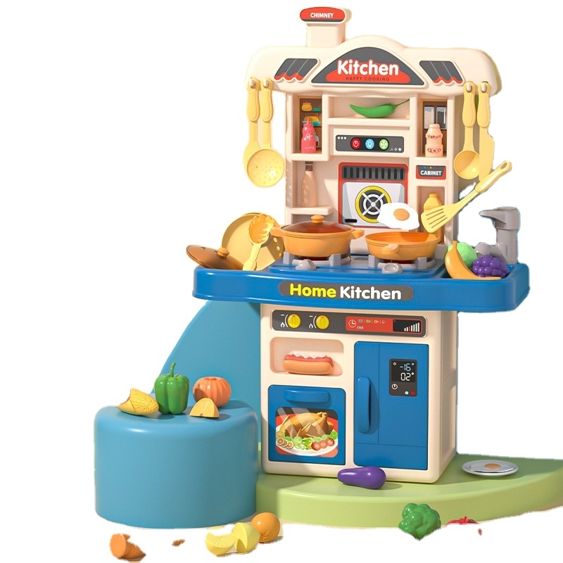 51CM Kids Kitchen Set With Music & Lights Plastic Toys cocina de juguete Play Kitchen Cooking Toys