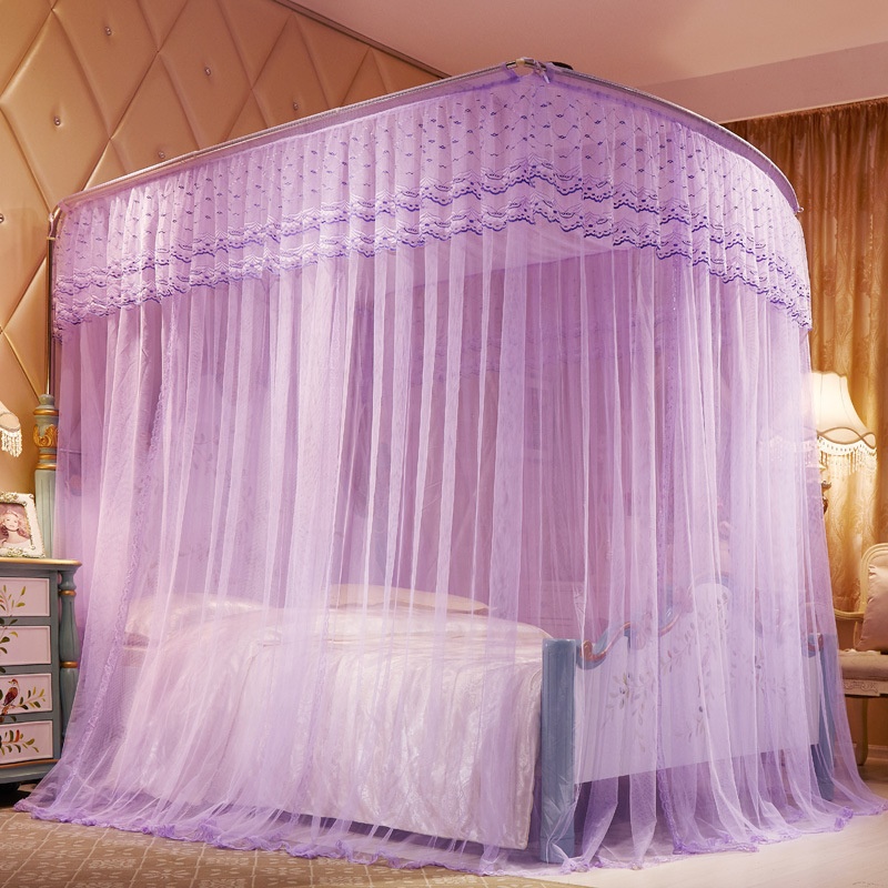 Luxury Slide Guide Rail Mosquito Nets for King Queen Full Size Sleeping Curtain for Double Bed