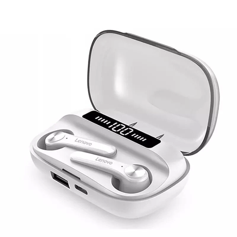 Наушники Lenovo QT81 TWS 5,0 со светодиодным дисплеем и внешним аккумулятором 1200 мАч HiFi стерео Бас водонепроницаемая Спортивная гарнитура наушники
