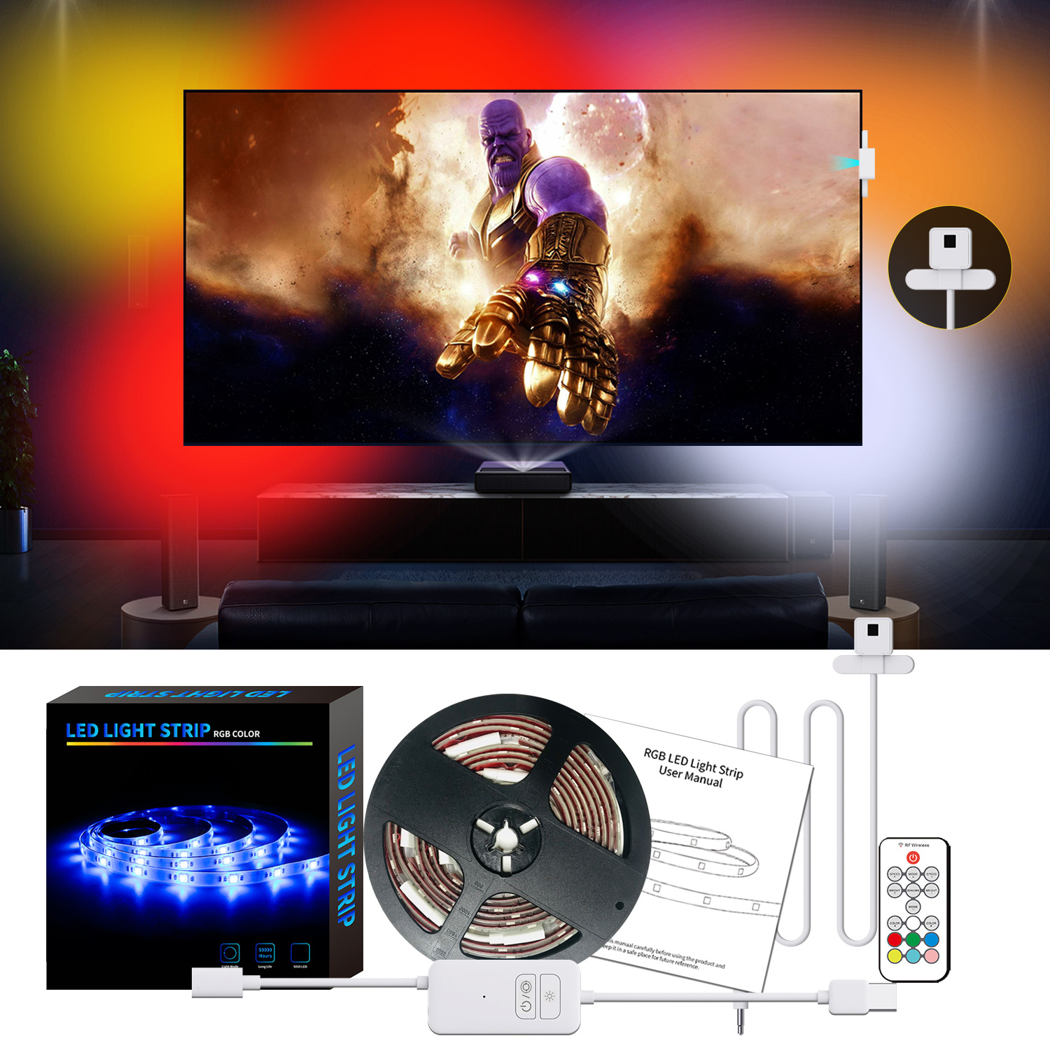 Amazon hot sale 5M 10M 15M 20M TV led backlight RGB tv backlights USB 5050 30led use for bedroom tv led backlight