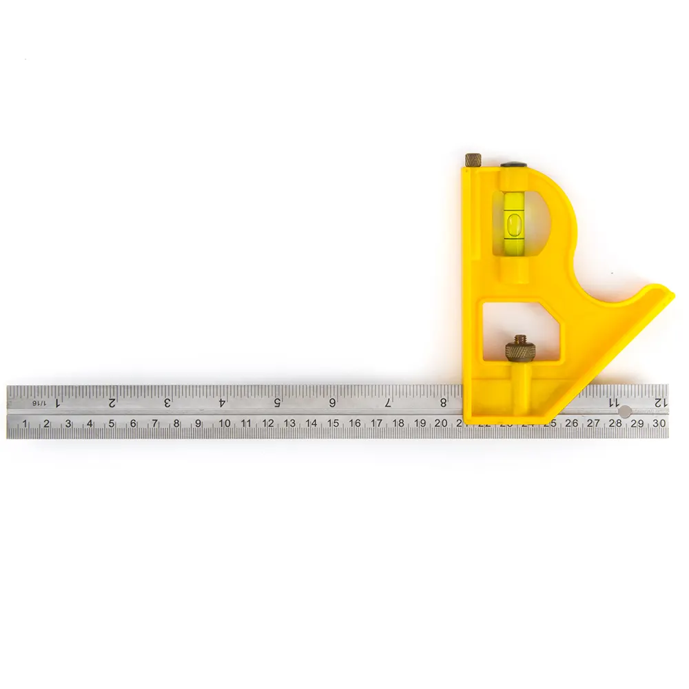 12 Inch Stainless Steel Measuring Tool Bubble Level Adjustable Combination Metal Ruler
