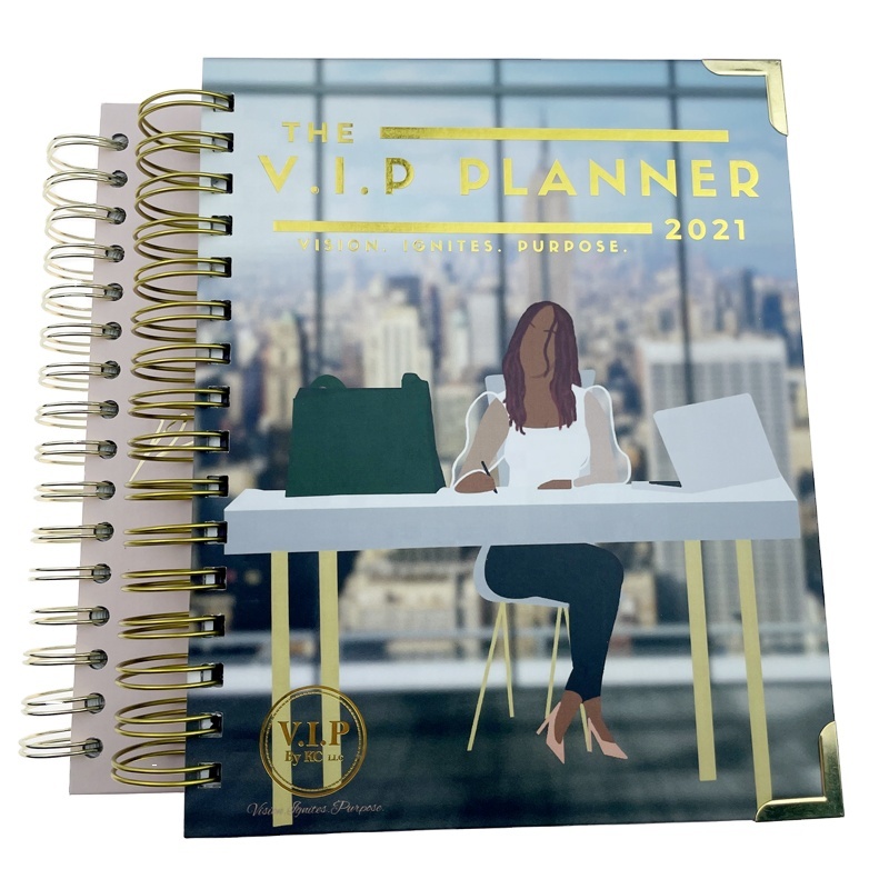 Free Sample Custom Gold Spiral 2022 A4 A5 Weekly Daily Planner Notebook Hardcover Diary Recycled Paper Accept Customized Logo