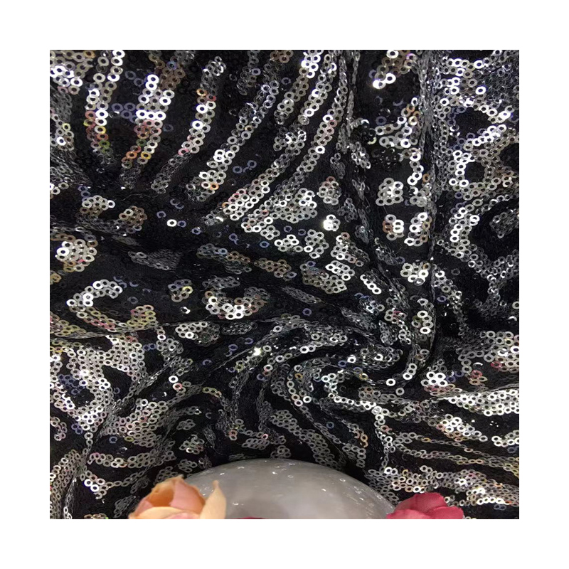 Custom good stretch breathable soft Sequin embroidered mesh fabric