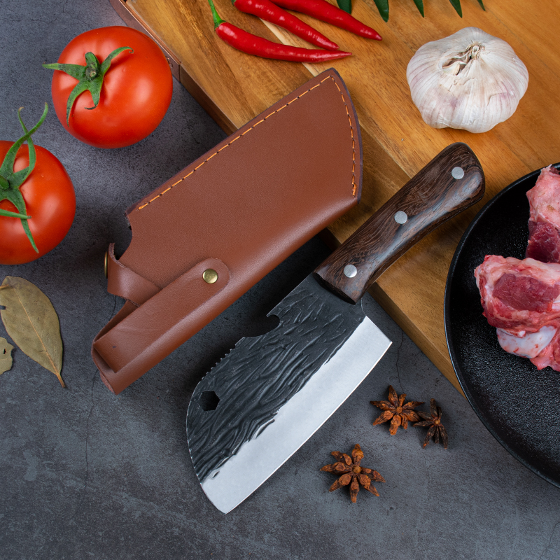 Нож для ковки мясника, кухонный нож для резки, нож для резки костей, нож для резки мяса, кованый нож с полной ручкой Tang