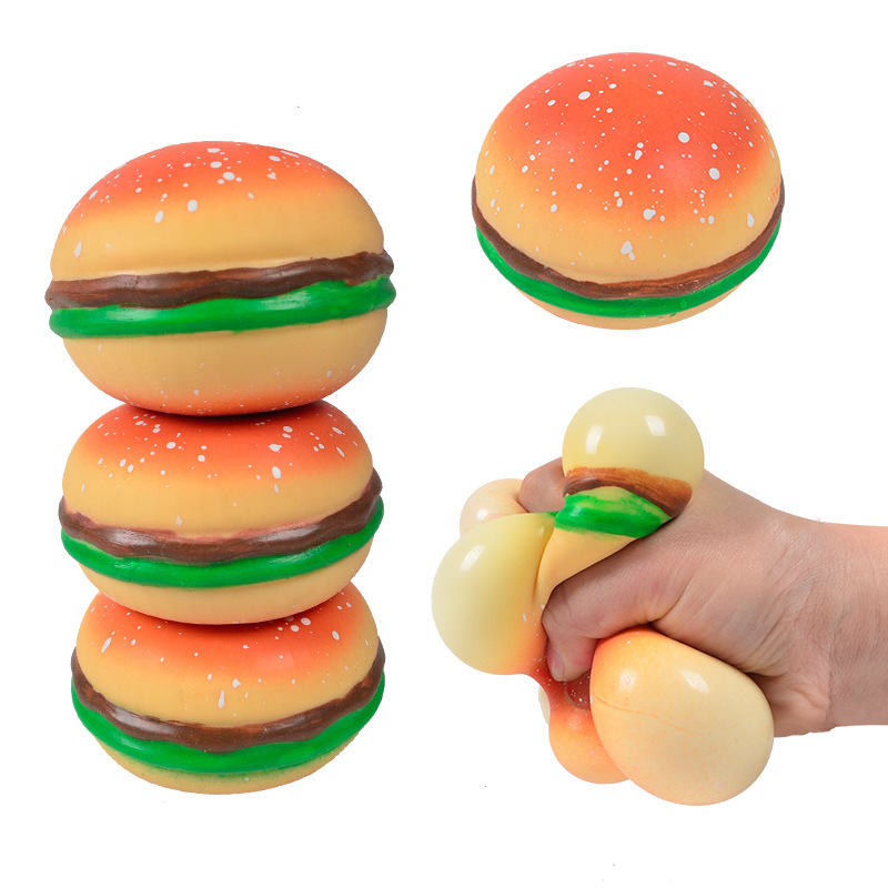 New simulation food game breakfast vent toy TPR flour burger vent ball pinch Le stress relief toy
