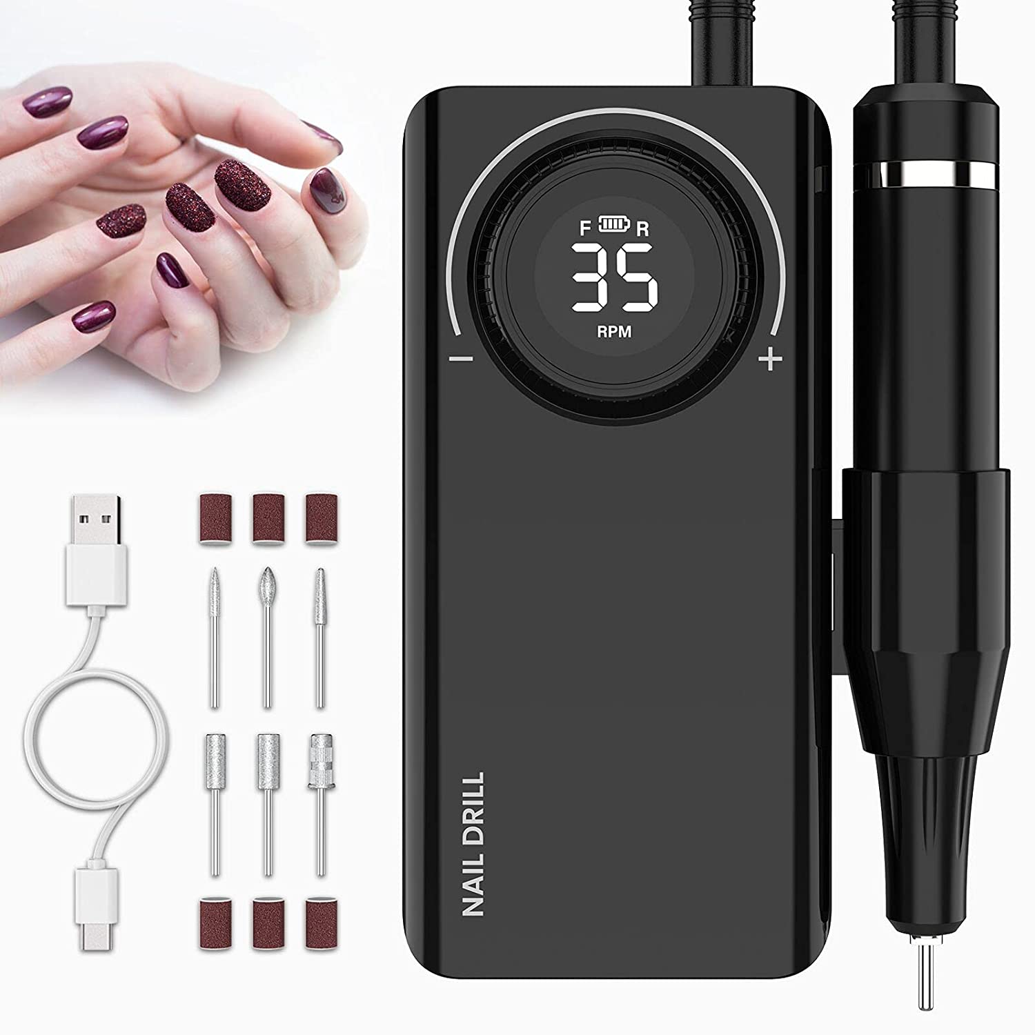 nail master 201 2021 New Trending Portable Low Noise Powerful Motor Polishing Adjustable Speed Nail Drill Machine 35000RPM