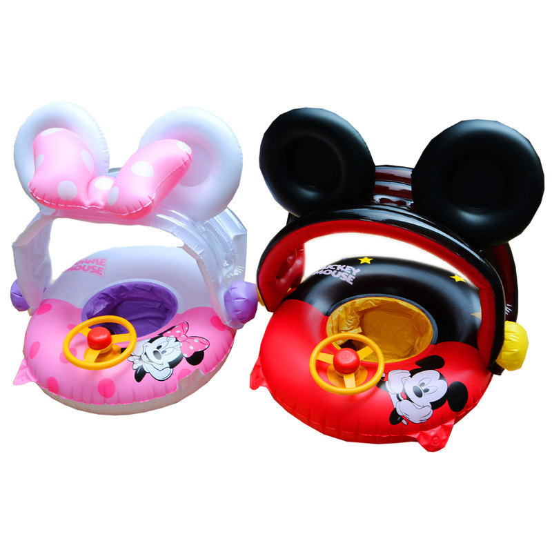 Inflatable children's swimming ring mickey mouse cartoon cute baby swimming ring with sunshade