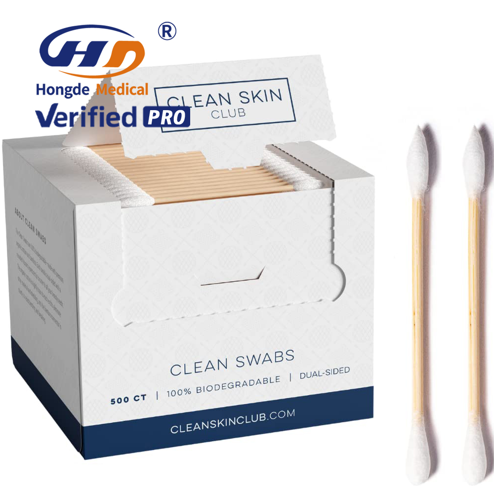 Bamboo Cotton Swabs, 200 Count Wooden Cotton Buds, Eco-Friendly Double Tips, Plastic Free Ear Sticks
