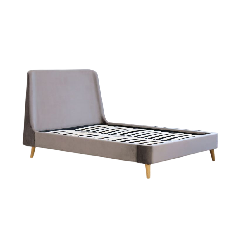 European Design Hotel / Apartment / Villa Fabric Bed Natural Leather Gray Bed Pink Mircofiber Leather Bed Set