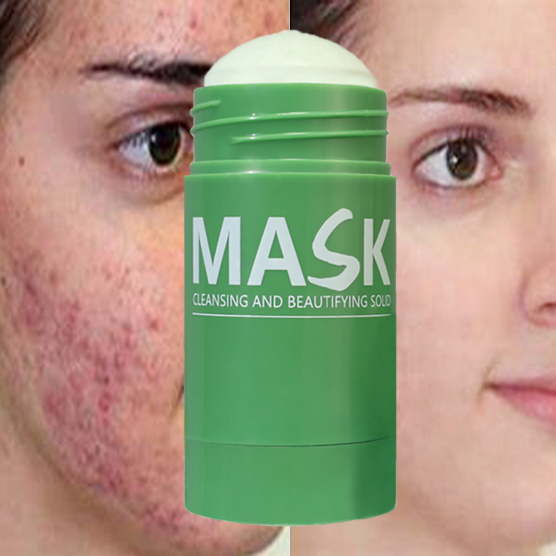 Private Label Skin Care Product Organic Natural Green tea Purifying solid cleansing Facial Face Mud Clay  Musk Mask Stick