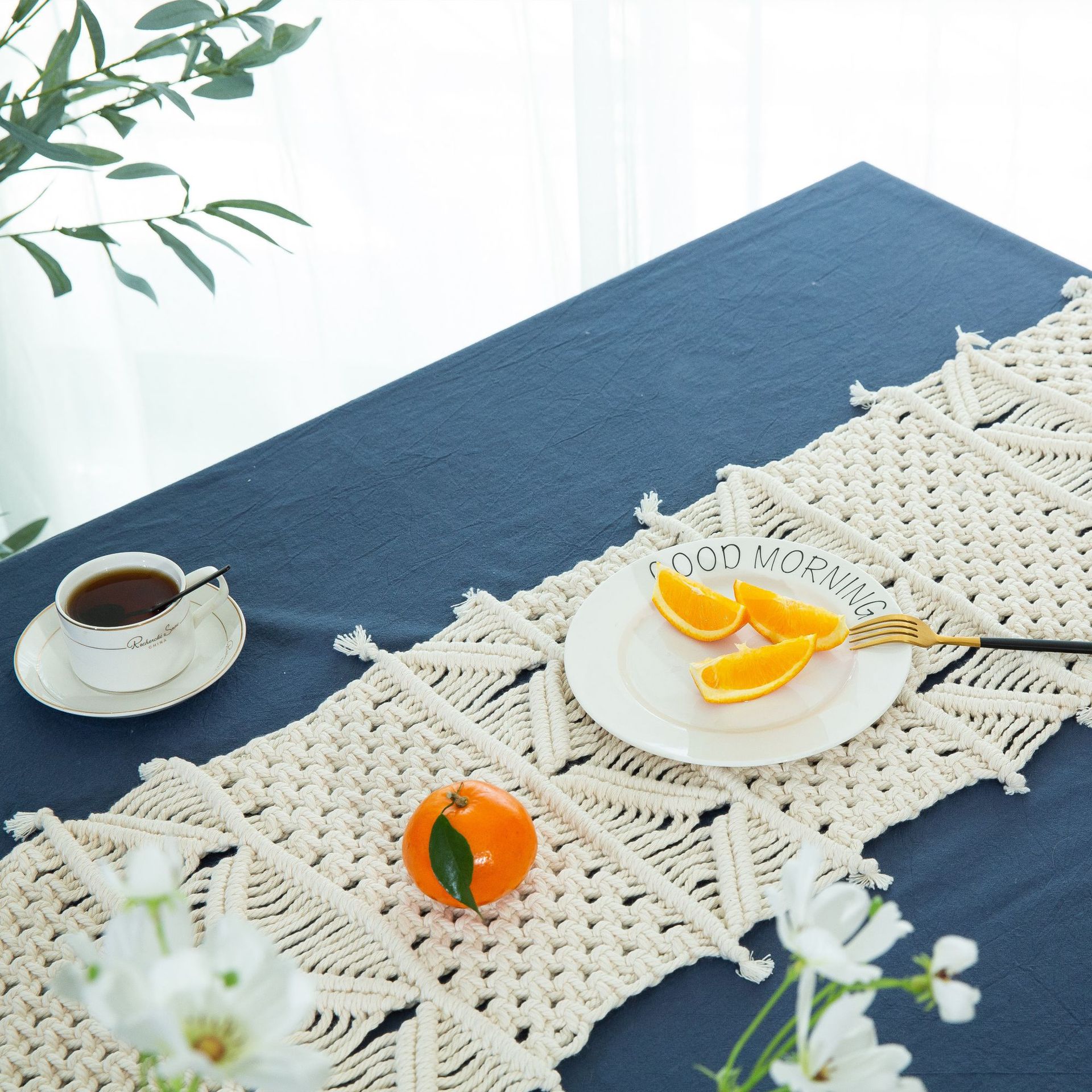 Boho Bohemian Handmade Macrame Cotton Table Runner Cover Wedding Party Decoration