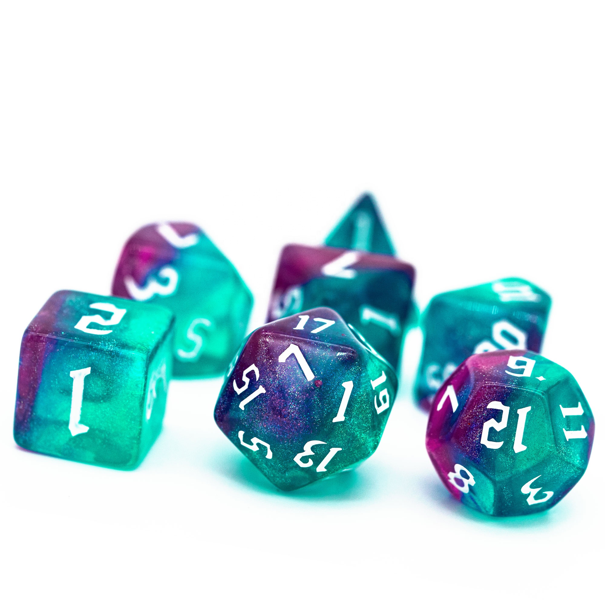 Udixi Acrylic DND Dice RPG 7PCs Dungeons and Dragons Dice Set Red&Blue
