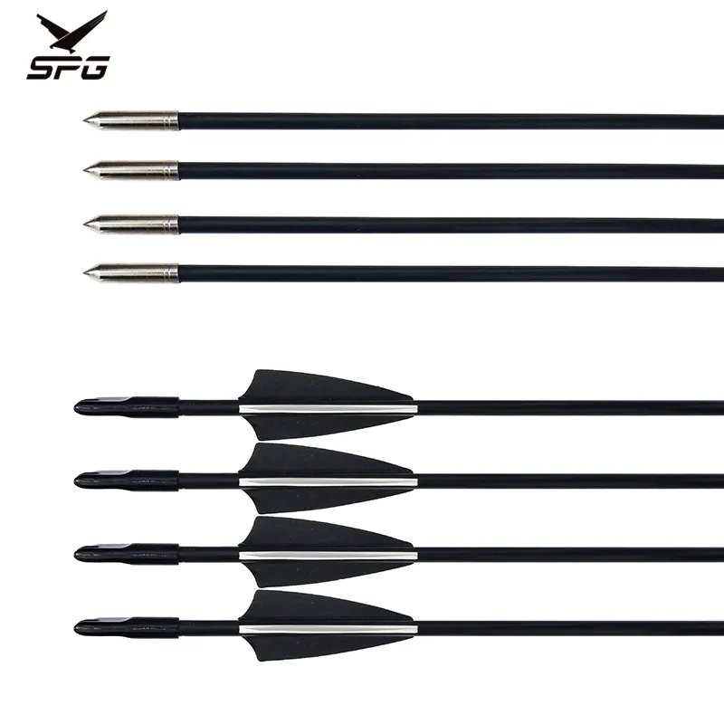 SPG Wholesale 30 inch Fiberglass Arrow 6mm Fixed Steel Point Hunting Archery Practice Recurve Bow Target Shooting Arrows