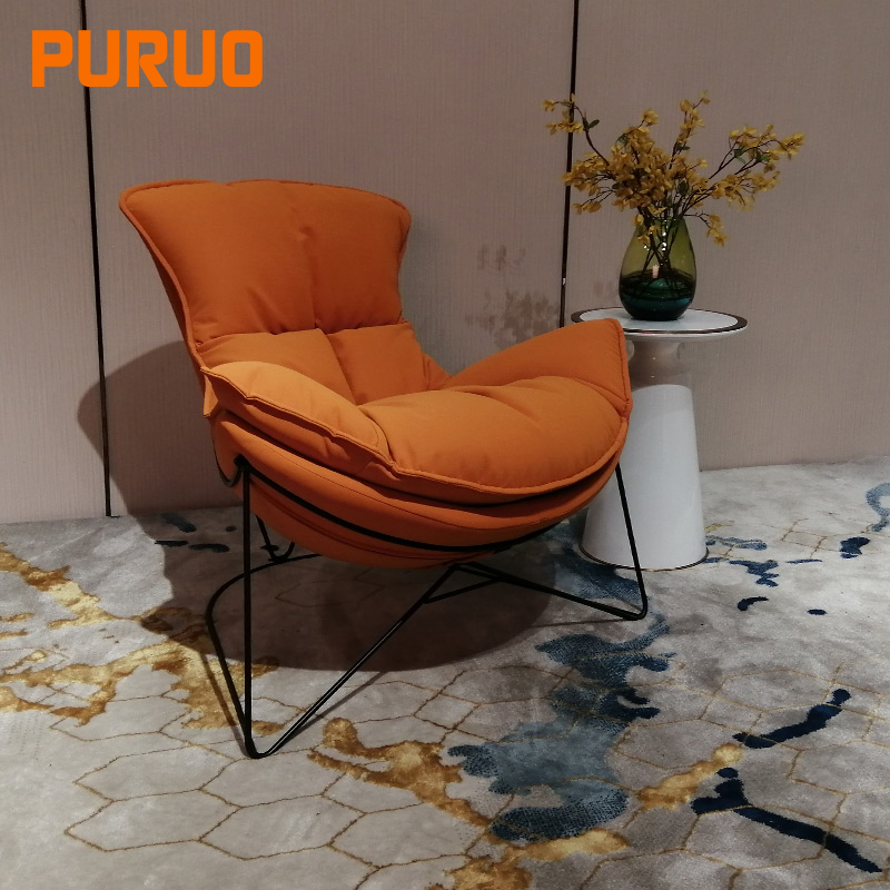 Современное черное окрашенное стальное коричневое кожаное кресло для отдыха PURUO eamesove