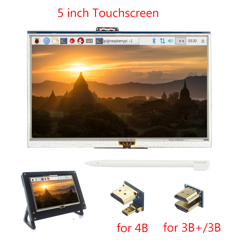 Raspberry Pi 4 Model B 5 inch Touchscreen TFT 800x480 Display LCD Touch Screen for Raspberry Pi 3 Model B+/3B PC Laptop