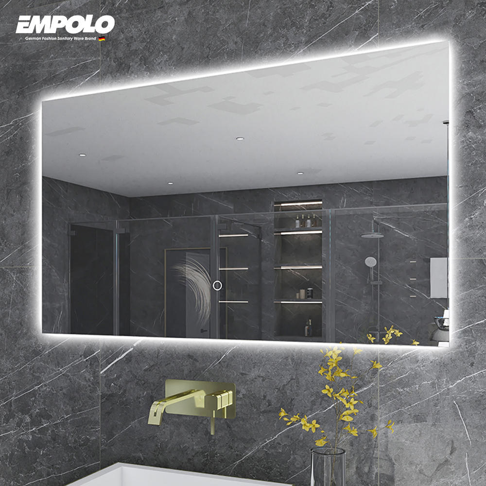 Modern Home Wall Mounted Illuminated Smart Touch LED Triple Color Light Bathroom Mirror Anti-Fog Decorative Vanity Bath Mirror