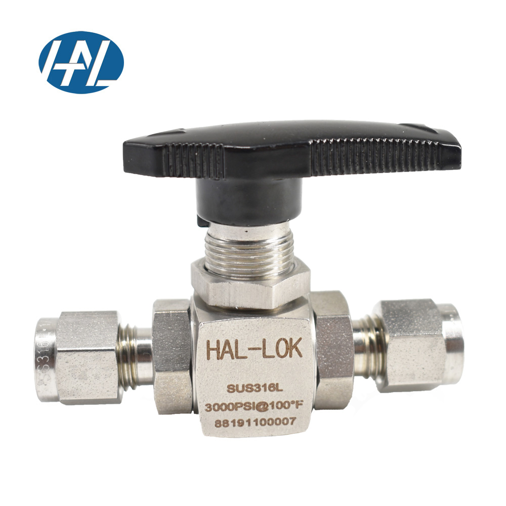 Hot selling haoliu SS316L stainless steel pipe double ferrule high pressure through ball valve