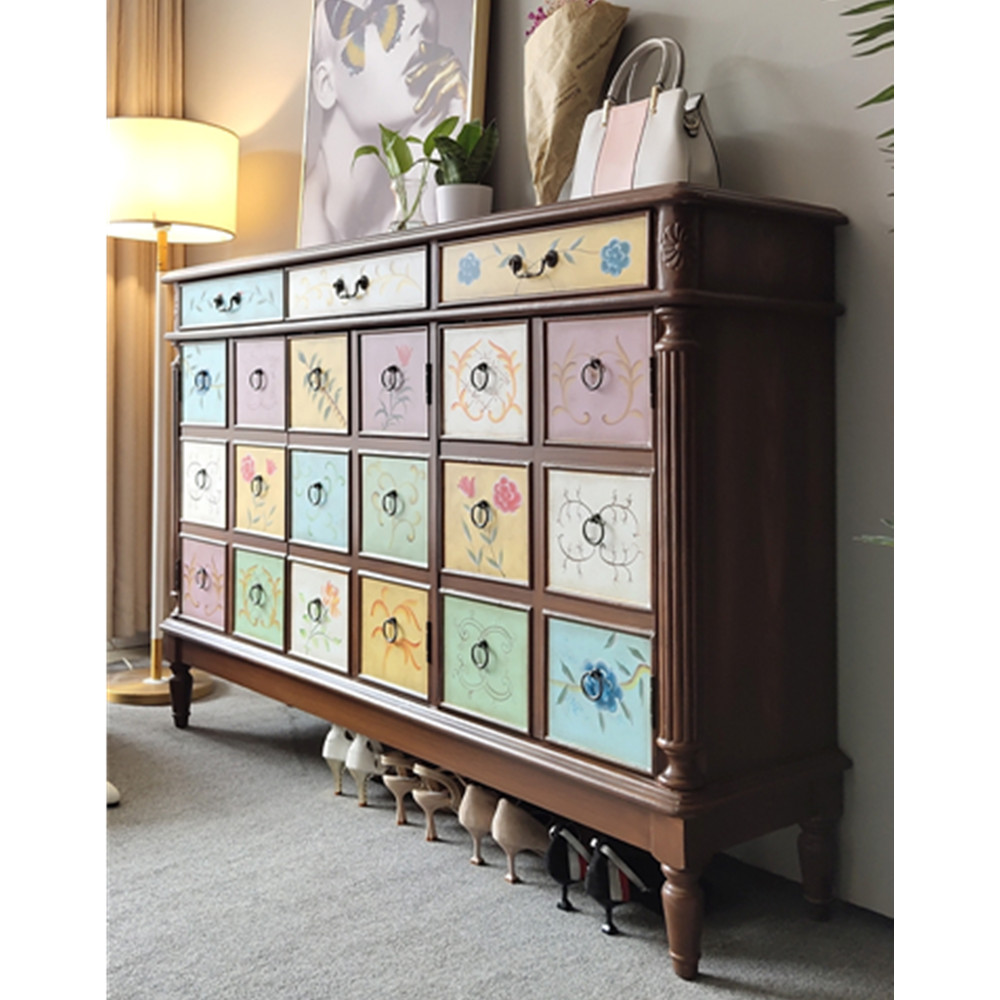 Antique Italian design solid wood console shoe cabinet furniture