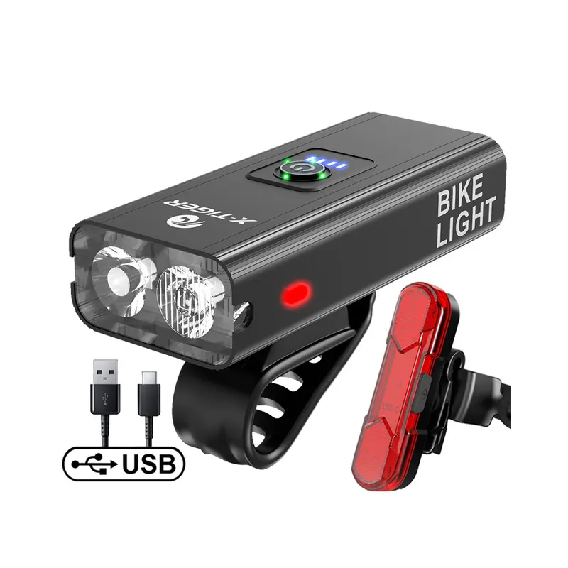 Bicycle Front Light Set USB Rechargeable Rear Light LED Headlight Bike Lamp Cycling FlashLight For Bike