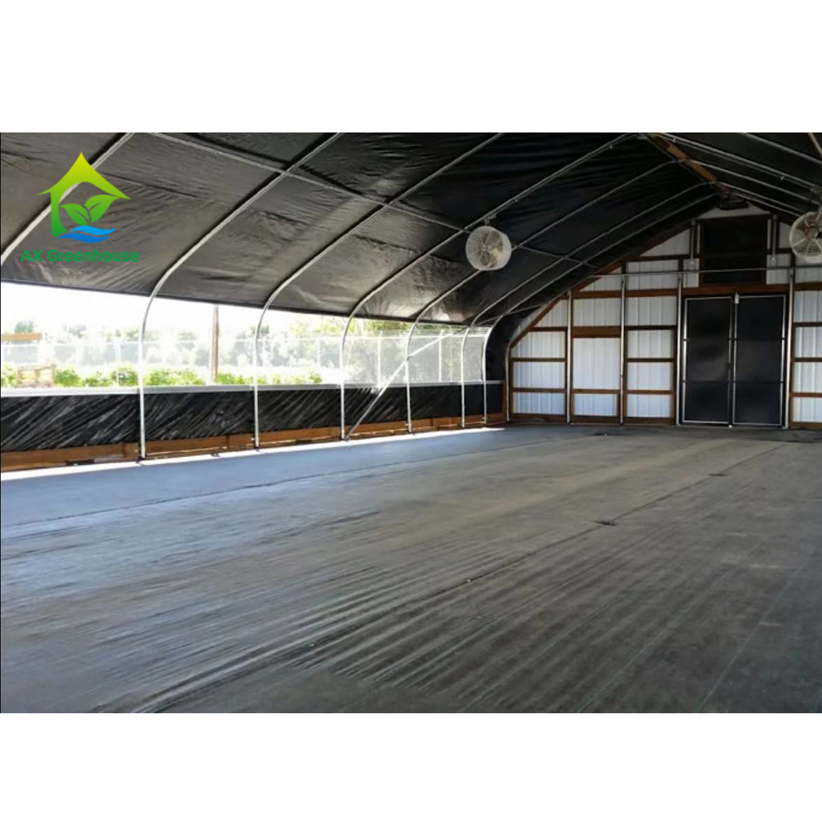 Agriculture singlespan greenhouse mushroom climate control light deprivation greenhouse with blackout system