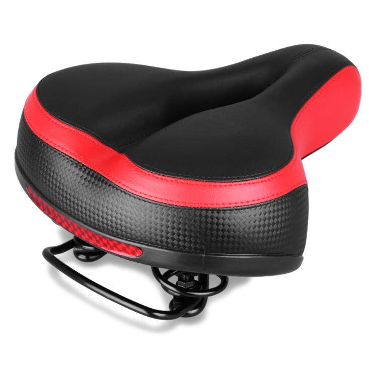Bicycle Saddle with Tail Warning Reflective Tape Widen MTB Bike Saddles Soft Comfortable Bike Hollow Cycling Bike Saddle