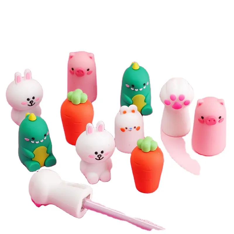 Cartoon Pencil Sharpener Cute Animal Student Pencil Sharpeners for Kids School Silicone Stationery Supply