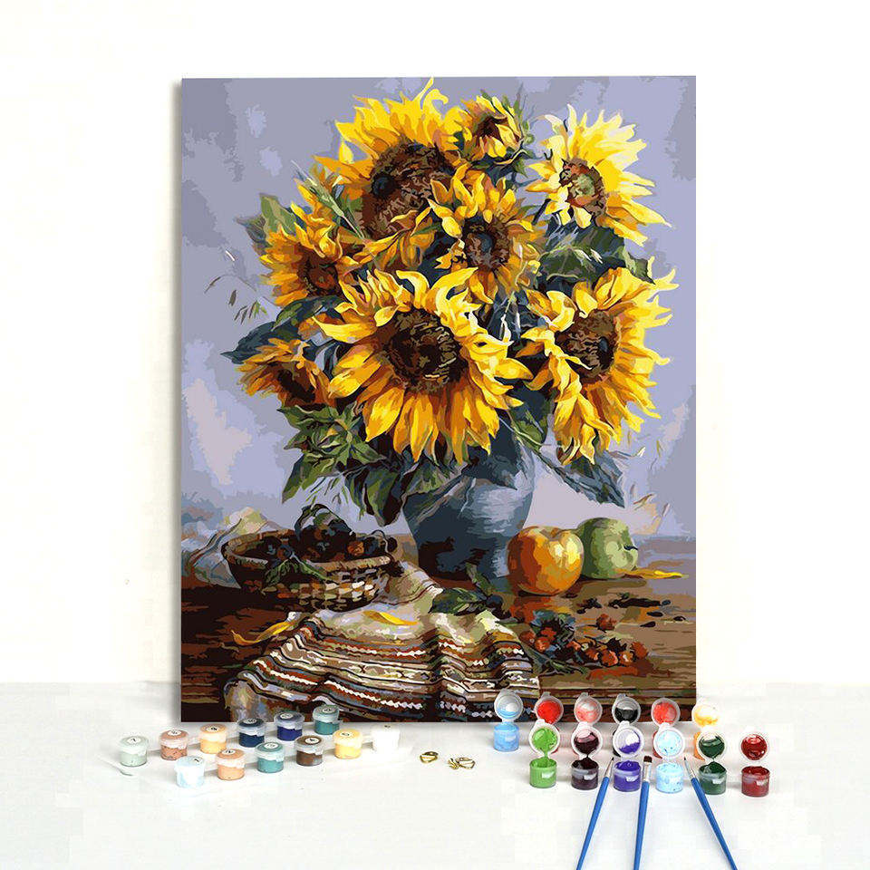 Wholesale Custom Abstract Handmade Diy Oil Sunflower Painting Acrylic Paint by Number