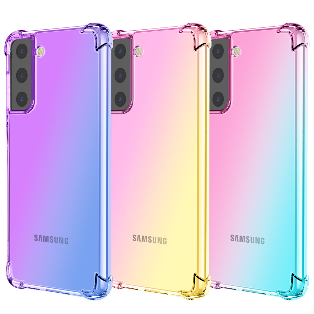 Для Samsung S21 плюс градиент 1,5 мм ударопрочный чехол-накладка из ТПУ телефонные чехлы для Galaxy S21 ультра Чехлы ударостойкие чехлы