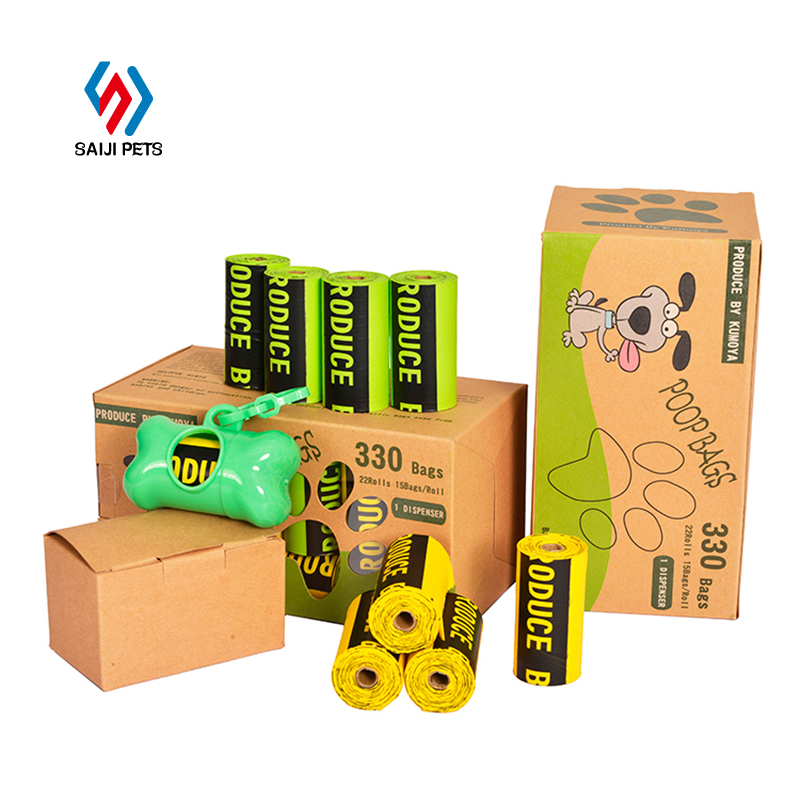 Saiji custom logo color pet cleaning product compost biodegradable dog poop bag