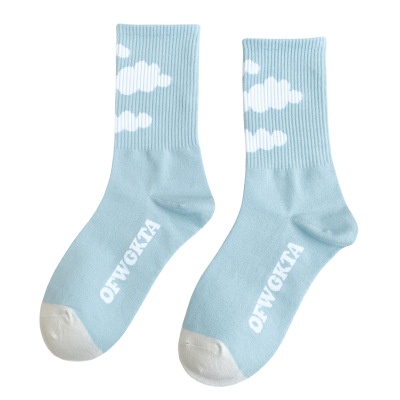 Blue sky white clouds lovely cartoon women stockings